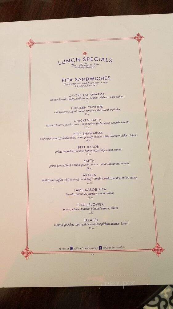 Open Sesame - Long Beach, CA menu_pic