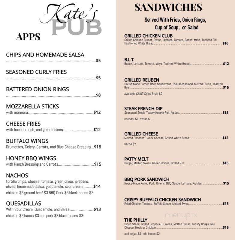 Kate's Pub - Seattle, WA menu_pic