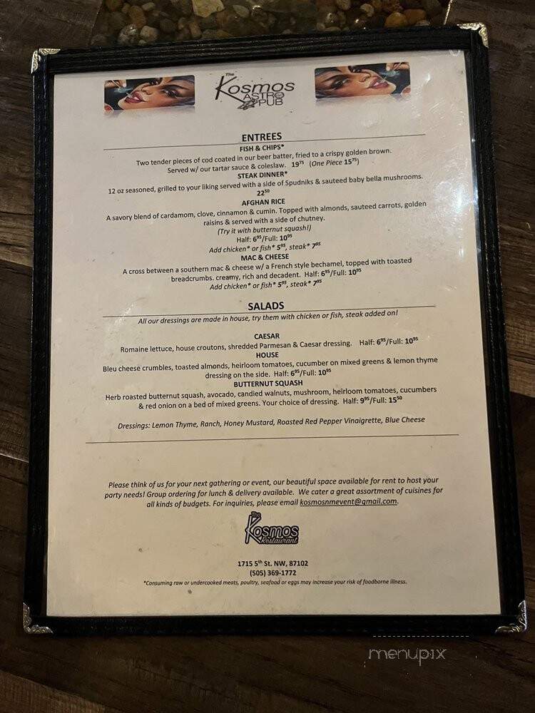 The Kosmos - Albuquerque, NM menu_pic