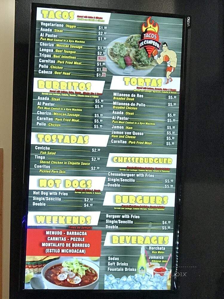 El Campion Tacos - Chicago, IL menu_pic
