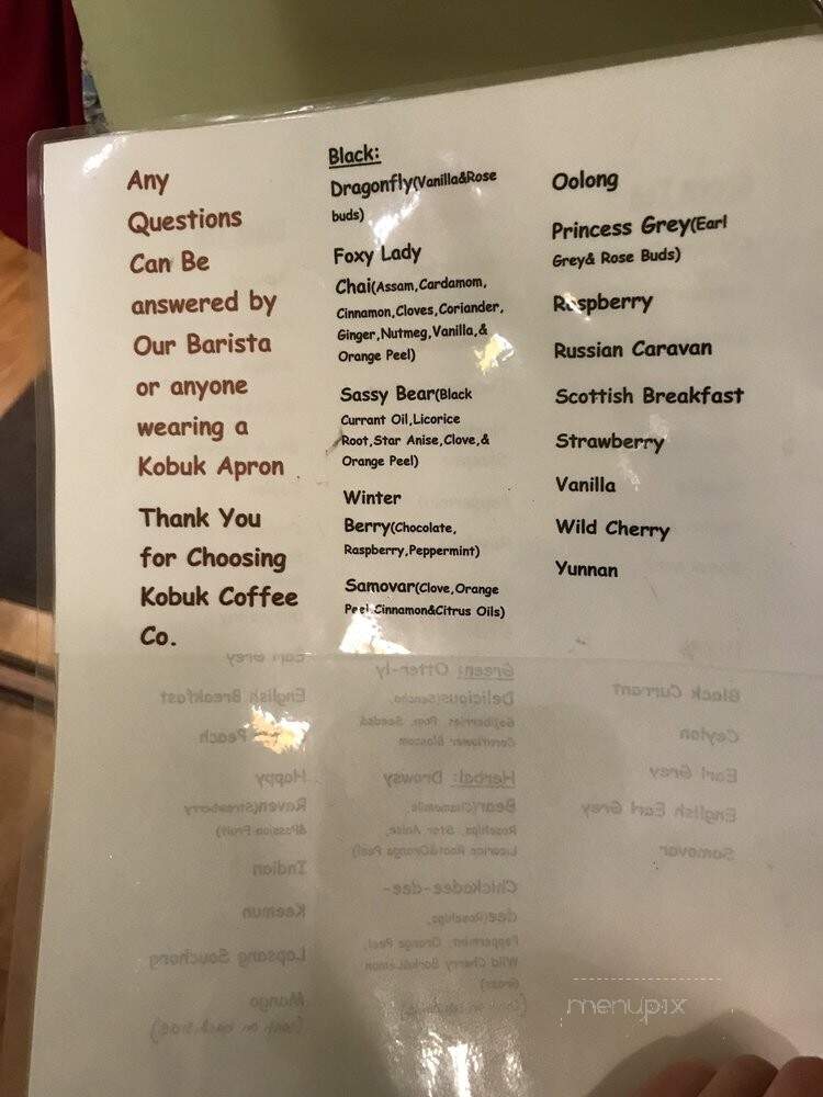 Kobuk Coffee - Anchorage, AK menu_pic