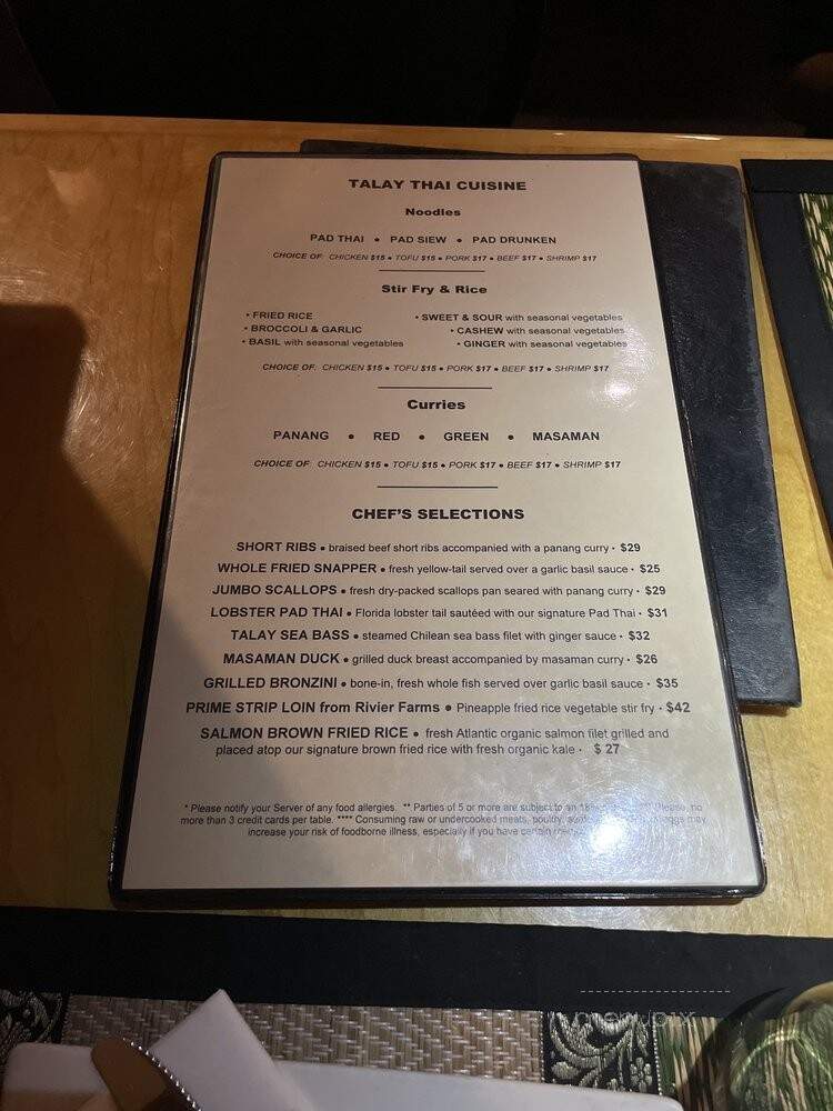 Talay Thai Cuisine - Palm Beach Gardens, FL menu_pic