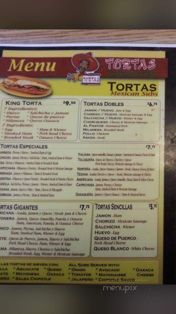 Tortas Gigantes - Norcross, GA menu_pic