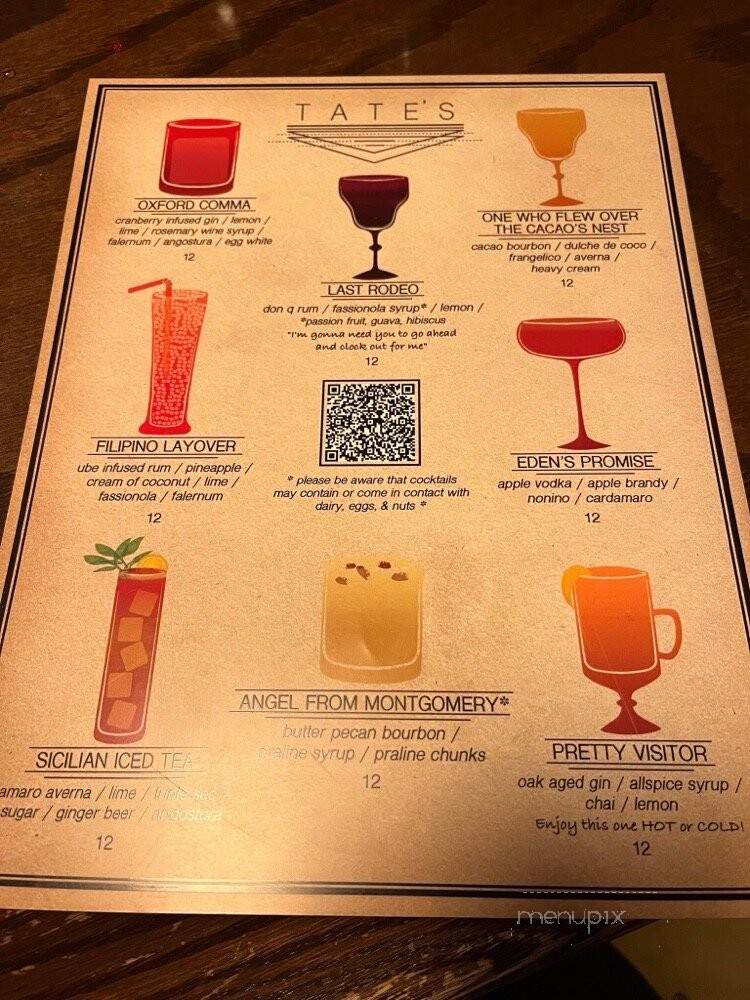 Tate's Bar - Winston Salem, NC menu_pic