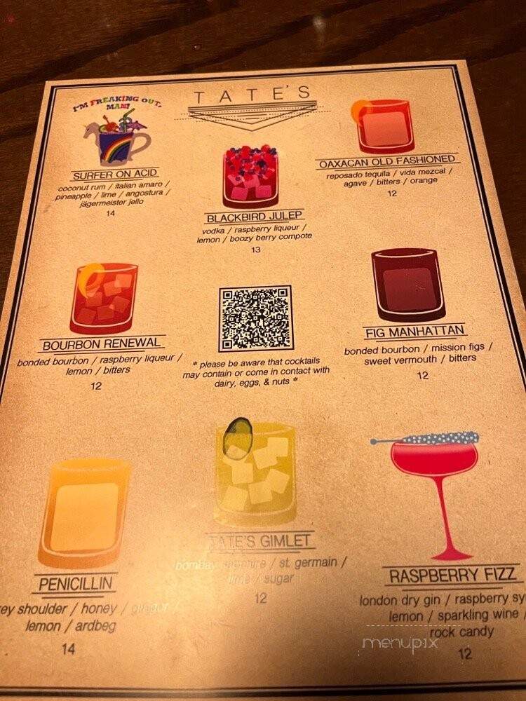 Tate's Bar - Winston Salem, NC menu_pic