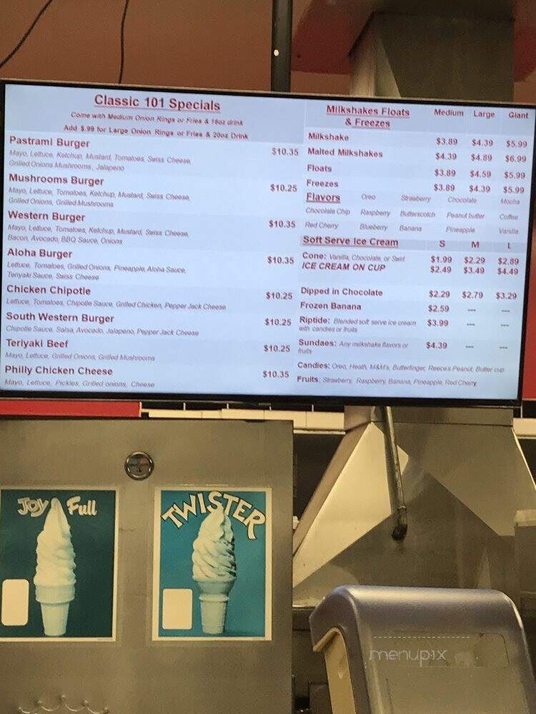 Classic 101 Burgers and Shakes - Belmont, CA menu_pic