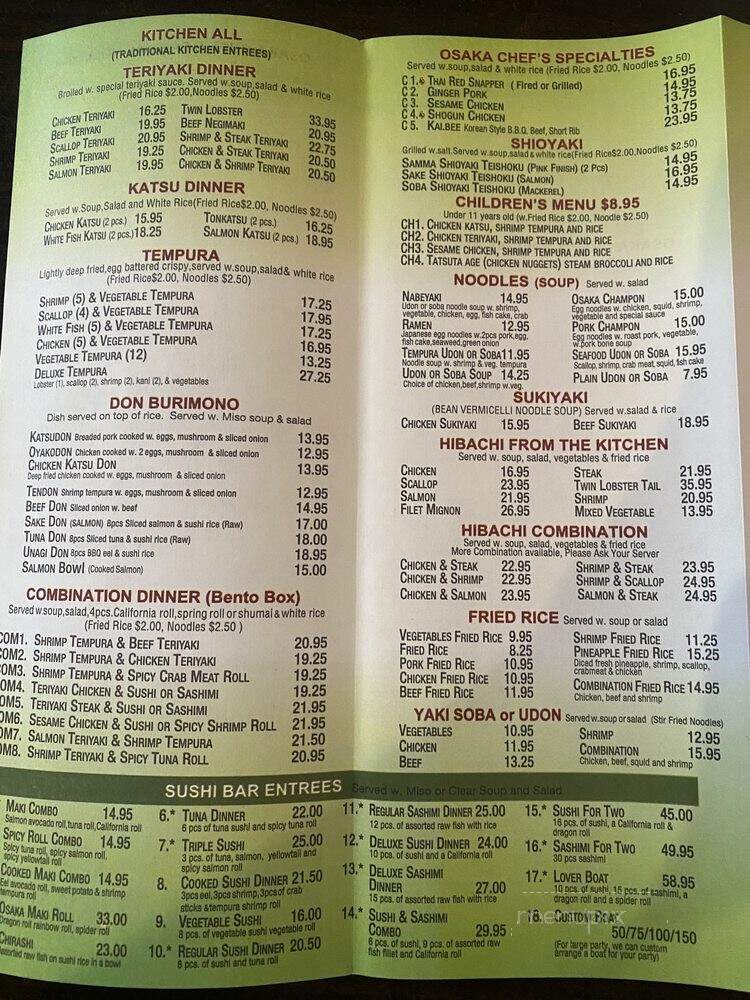 Osaka - Lexington, KY menu_pic