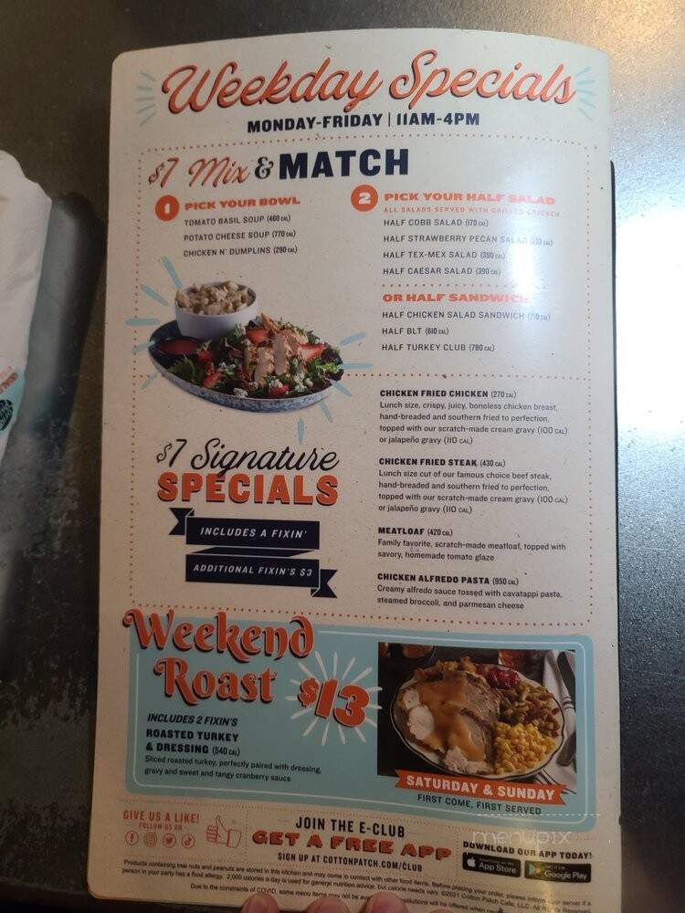 Cotten Patch Cafe - Rockwall, TX menu_pic