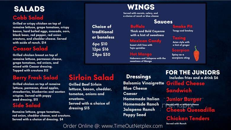 Time Out Grill - Amarillo, TX menu_pic