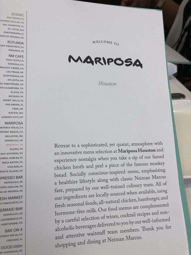 Mariposa - Houston, TX menu_pic