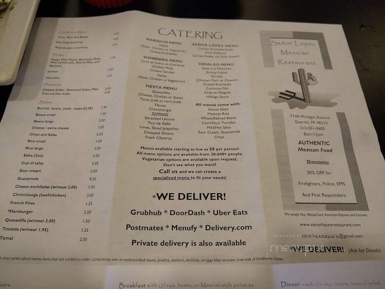 Seor Lpez Taqueria - Detroit, MI menu_pic