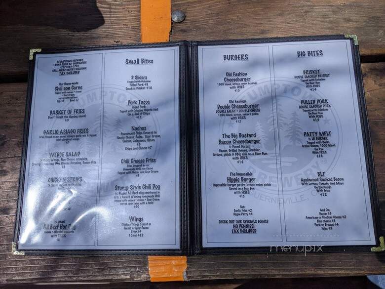 Stumptown Brewery - Guerneville, CA menu_pic