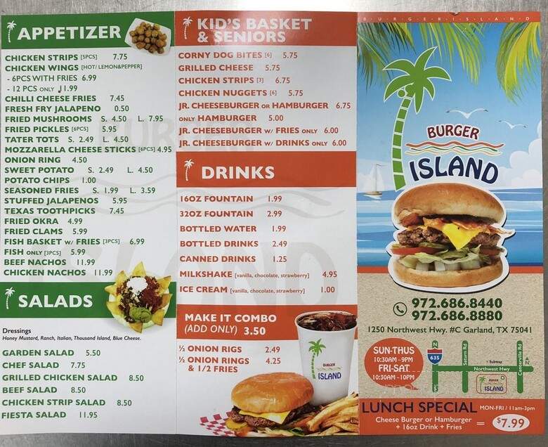 Burger Island - Garland, TX menu_pic