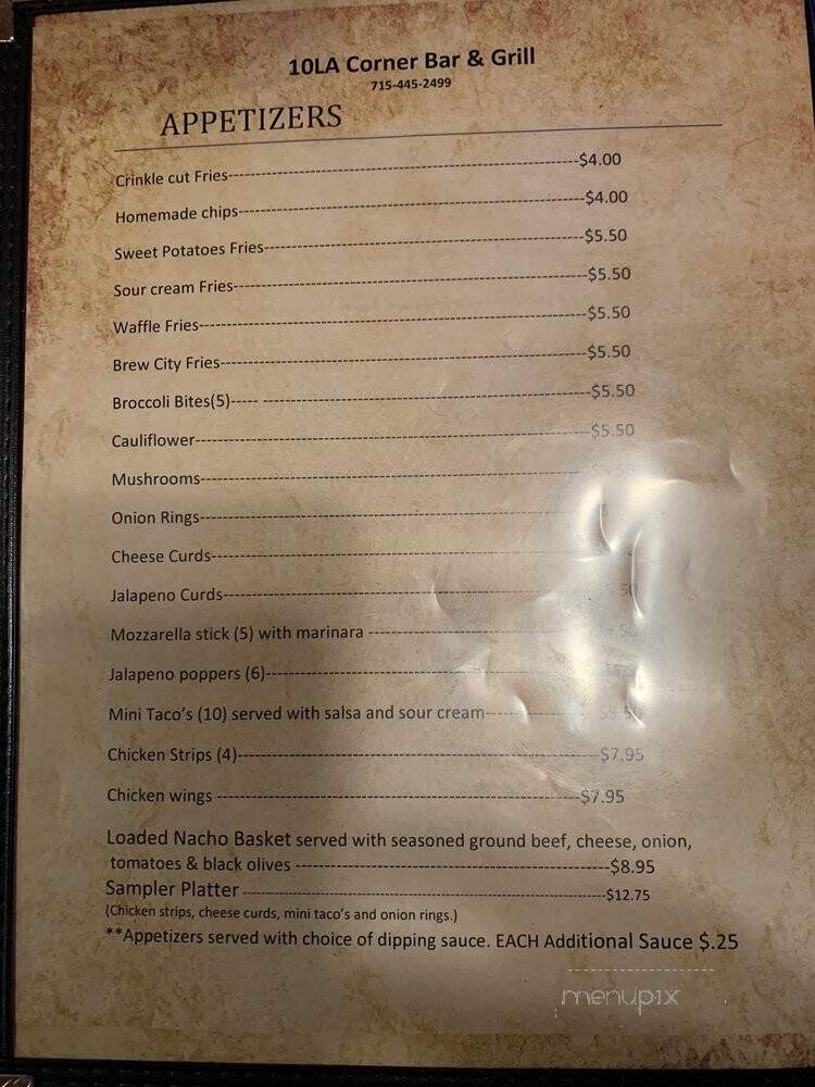 Corner Bar - Iola, WI menu_pic