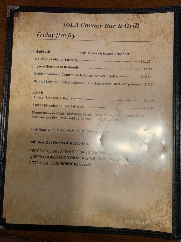 Corner Bar - Iola, WI menu_pic