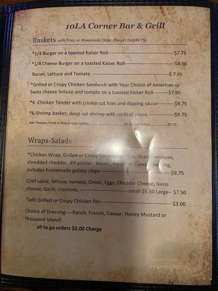 Corner Bar - Iola, WI menu_pic
