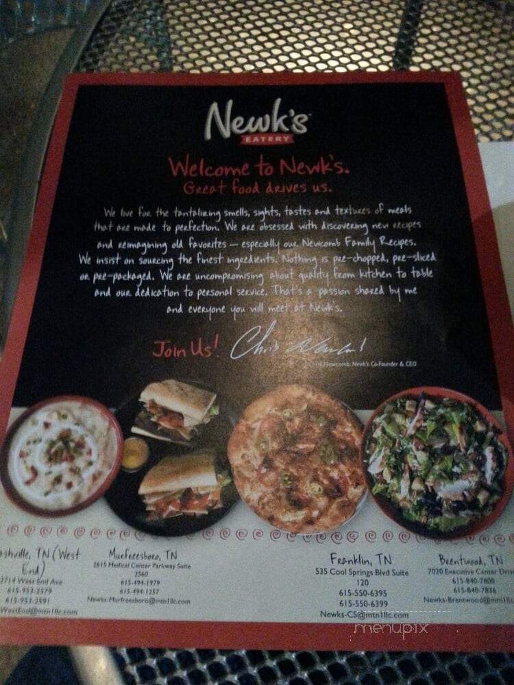 Newk's Express Cafe - Murfreesboro, TN menu_pic