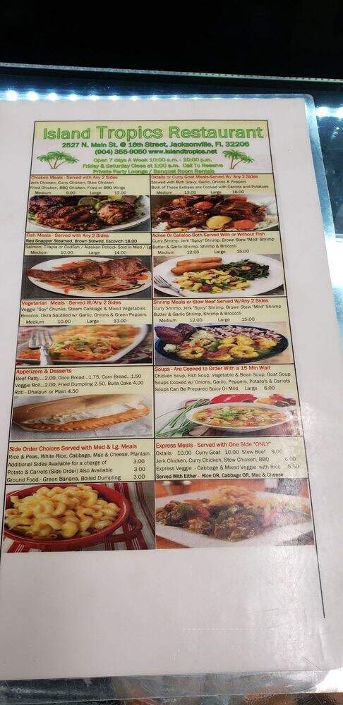 Island Tropics Resturant - Jacksonville, FL menu_pic