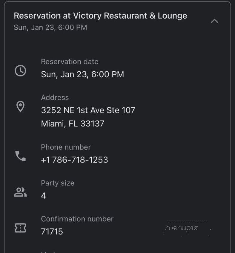 Victory Grill - Miami, FL menu_pic