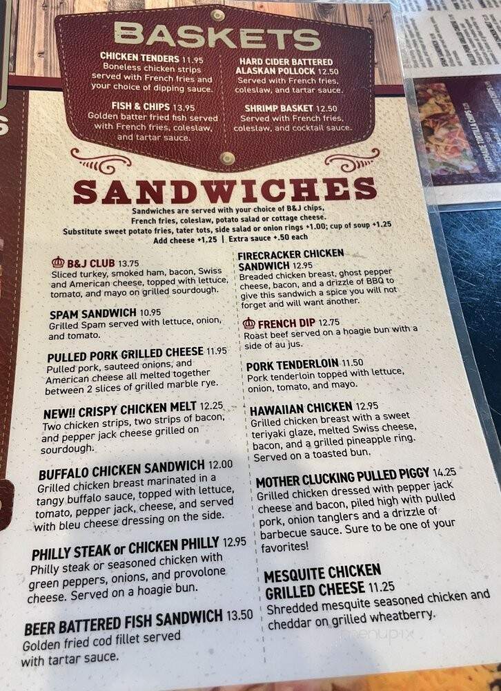 B & J Bar - Austin, MN menu_pic