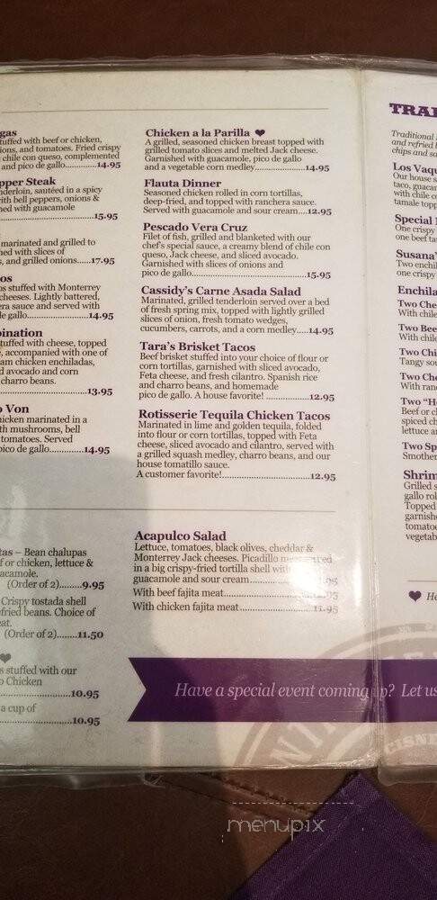 Los Vaqueros University - Fort Worth, TX menu_pic