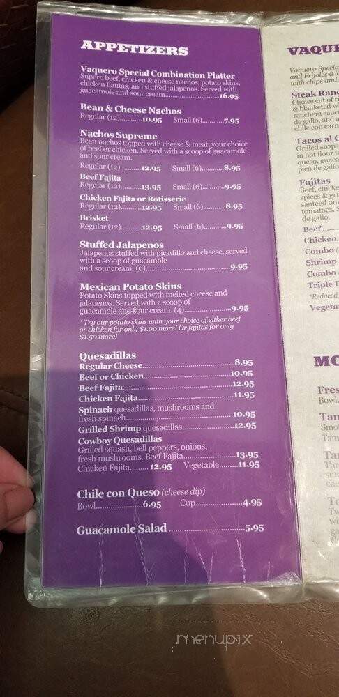 Los Vaqueros University - Fort Worth, TX menu_pic