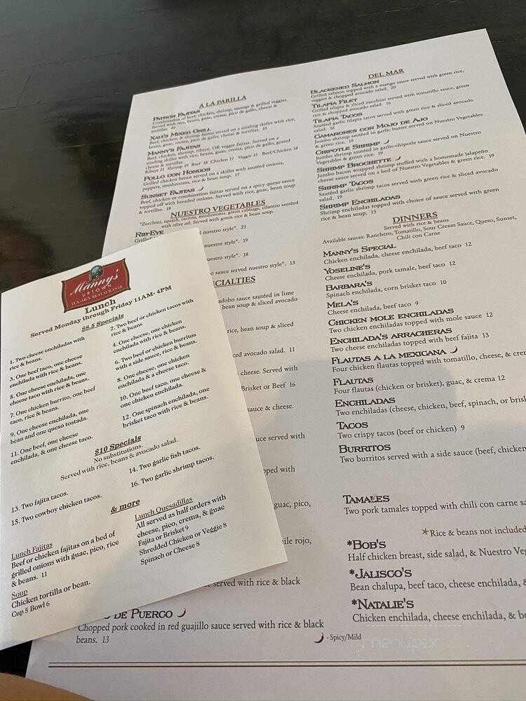 Manny's Uptown - Dallas, TX menu_pic