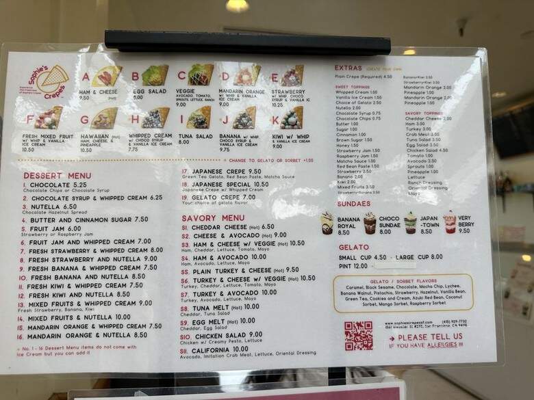 Sophie's Crepes - San Francisco, CA menu_pic