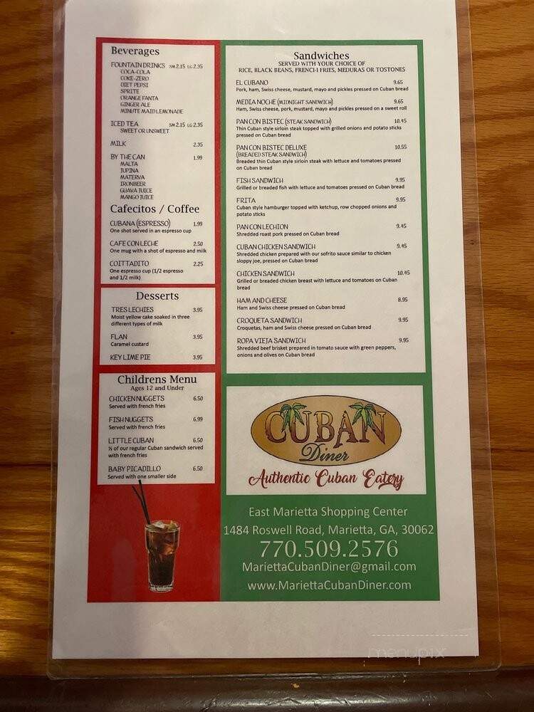 Cuban Diner - Marietta, GA menu_pic