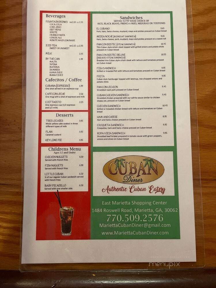 Cuban Diner - Marietta, GA menu_pic