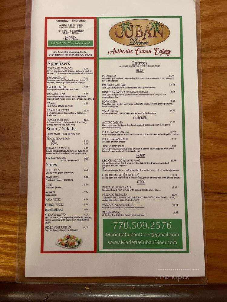 Cuban Diner - Marietta, GA menu_pic