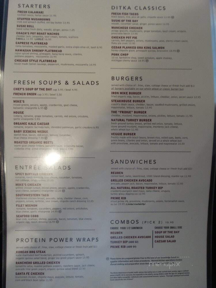 Ditka's - Oakbrook Terrace, IL menu_pic