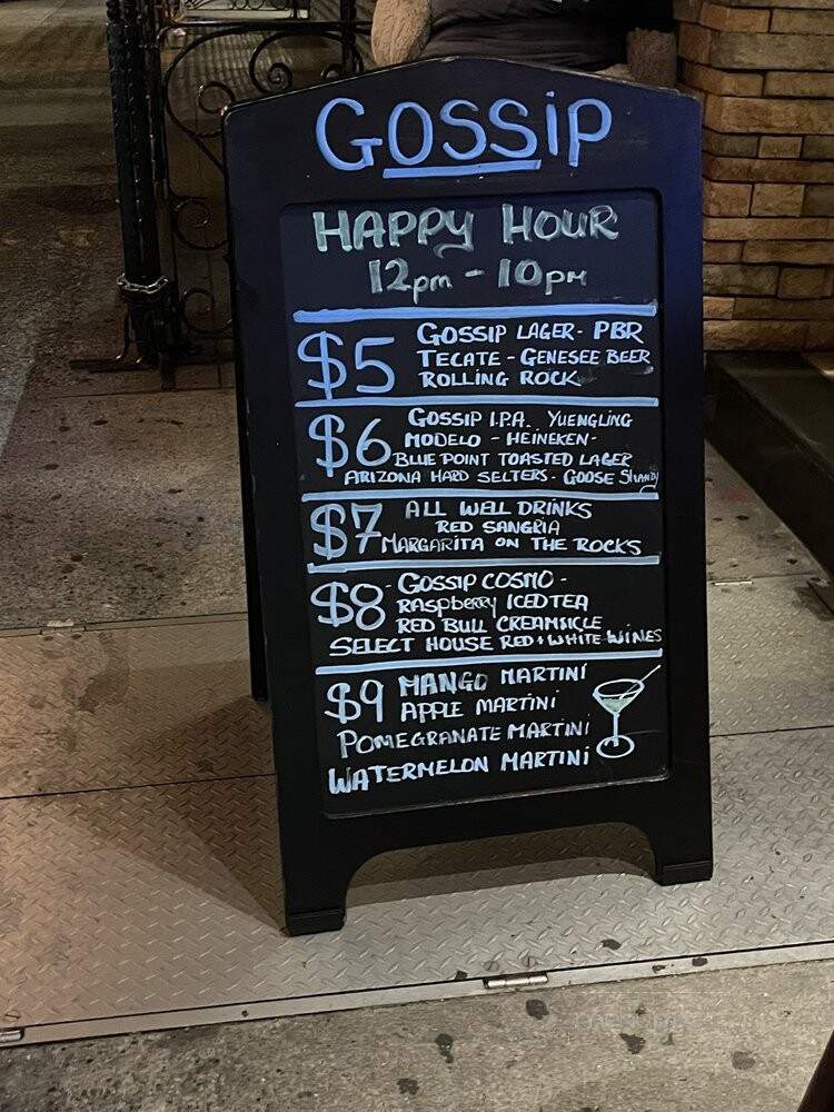 Gossip Bar and Restaurant - New York, NY menu_pic