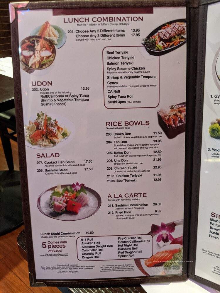 Wow Yanagi - Pismo Beach, CA menu_pic