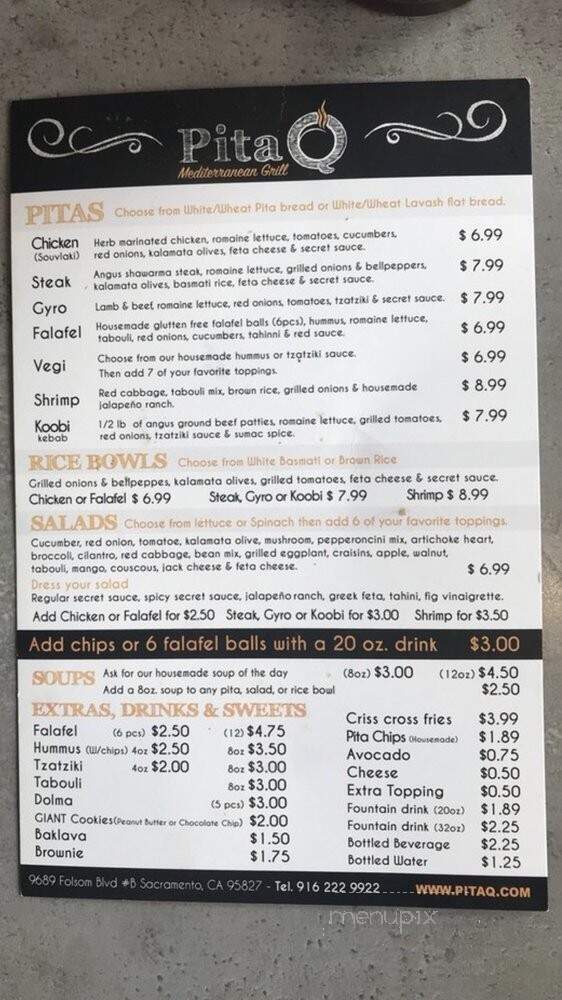 Pita Q - Sacramento, CA menu_pic