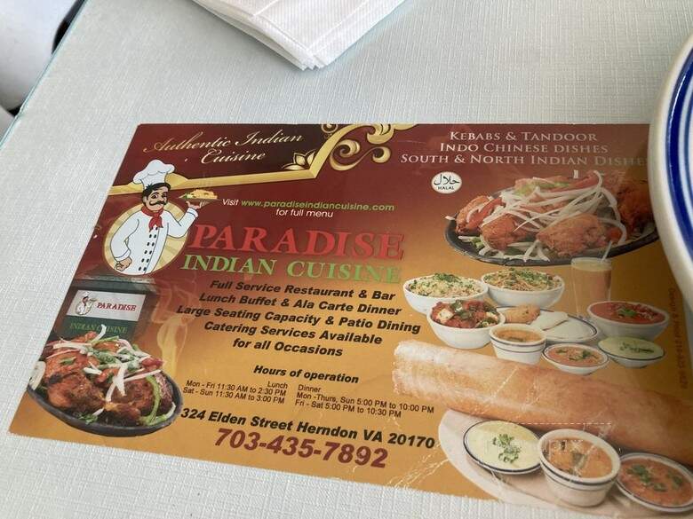 Paradise Indian Cuisine - Herndon, VA
