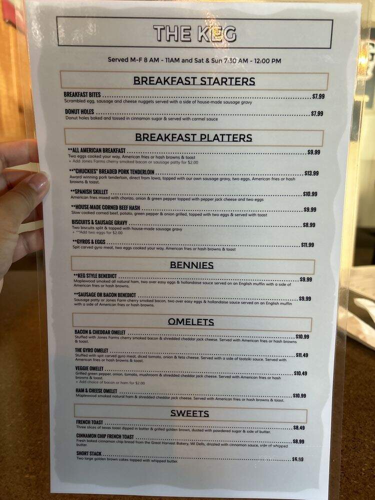 Country Keg Saloon - Wisconsin Dells, WI menu_pic