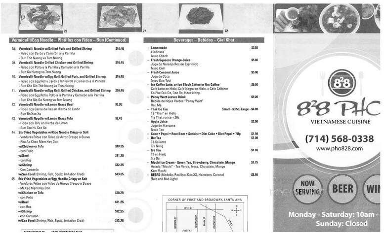 Pho 828 - Santa Ana, CA menu_pic