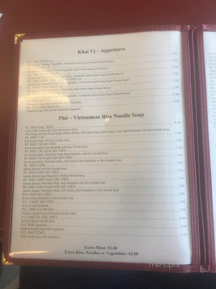Pho 18 - Galveston, TX menu_pic