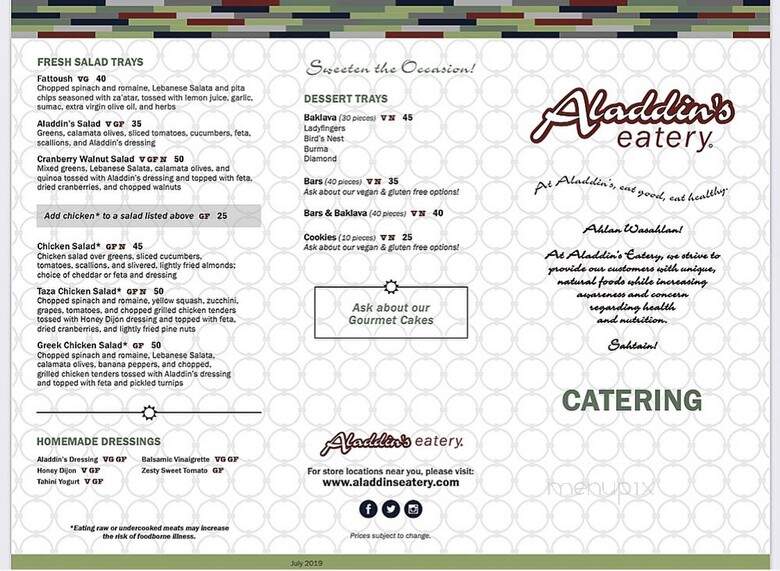 Alladin's Eatery - Cranberry Township, PA menu_pic