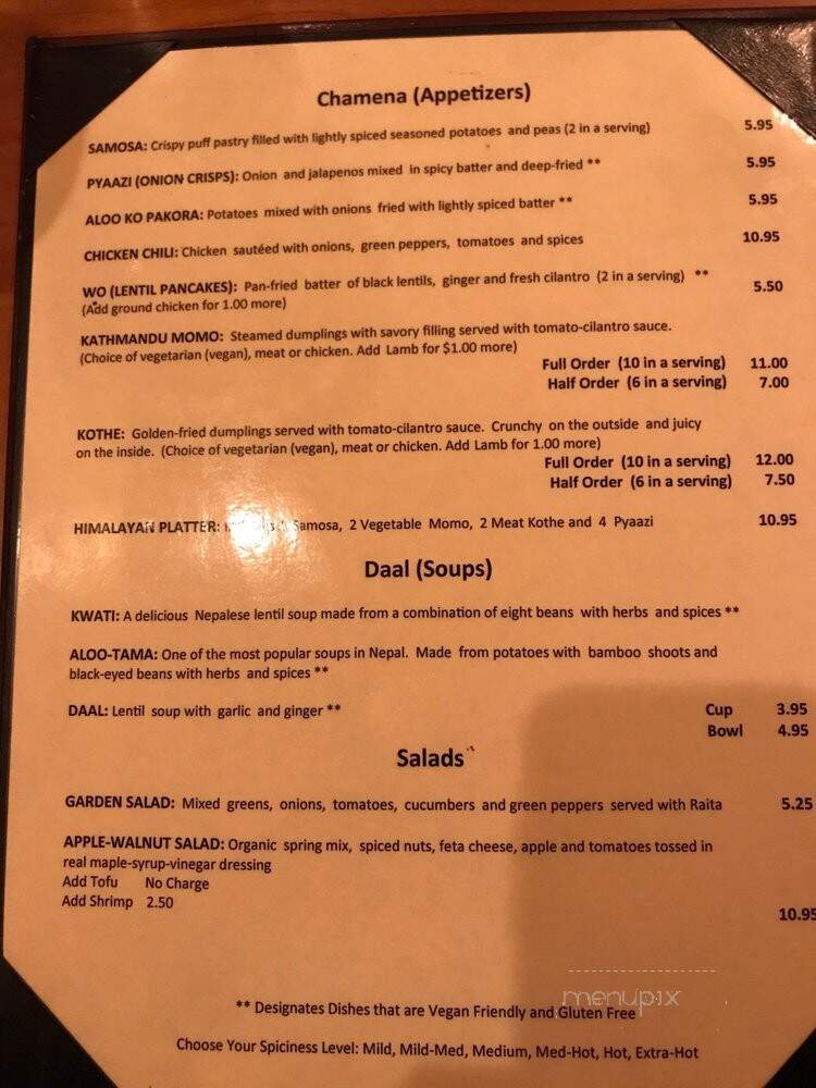 Himalayan Restaurant - Minneapolis, MN menu_pic