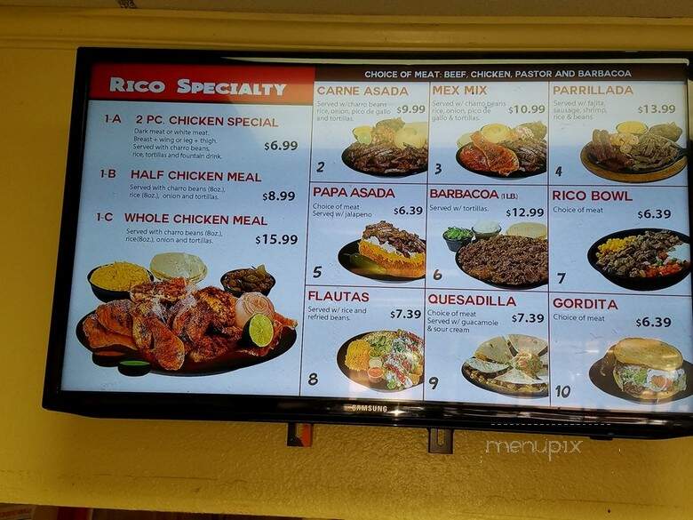 El Pollo Rico - Austin, TX menu_pic