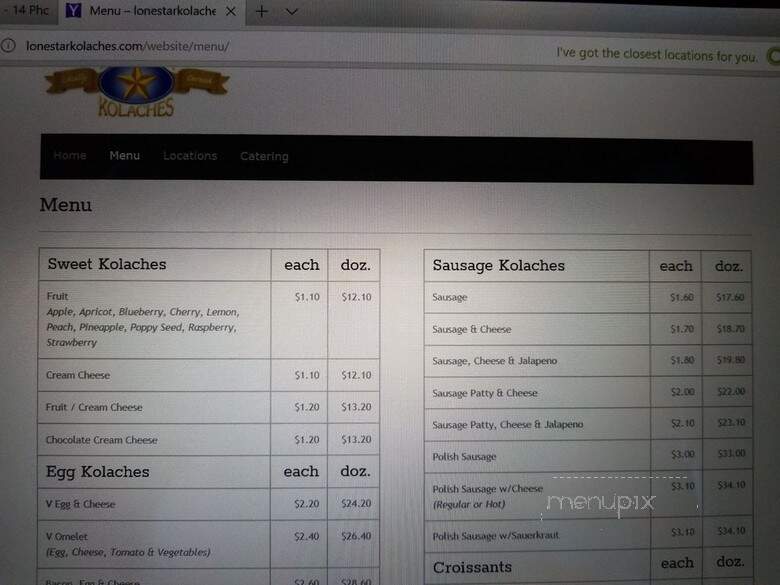 Lone Star Kolaches - Austin, TX menu_pic