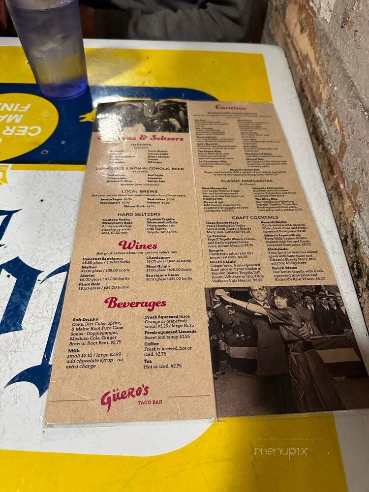 Gueros Taco Bar - Austin, TX menu_pic