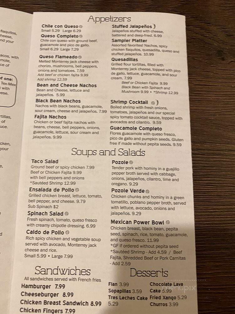 Flores Mexican Restaurant - Kirby Springs - Dripping Springs, TX menu_pic