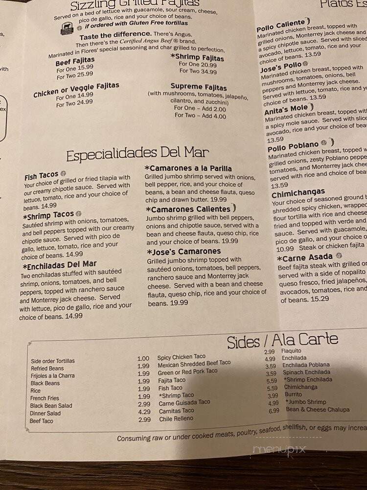 Flores Mexican Restaurant - Kirby Springs - Dripping Springs, TX menu_pic