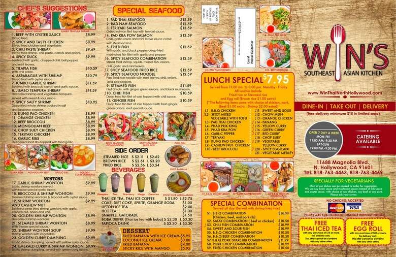 Win's Thai - North Hollywood, CA menu_pic