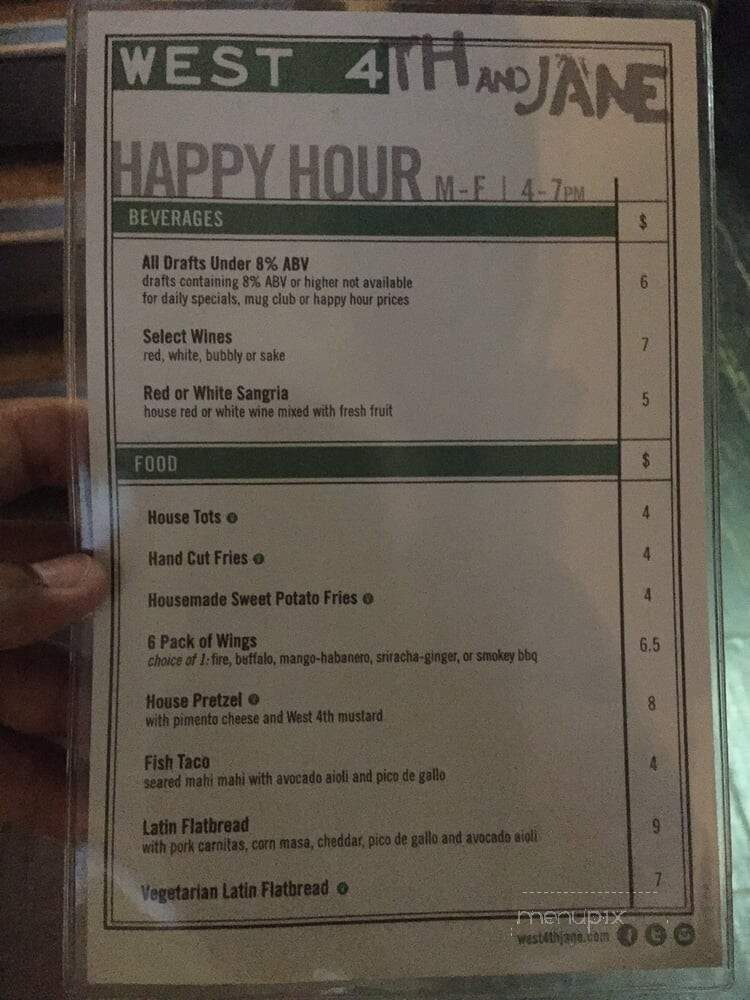 West 4th-Jane - Santa Monica, CA menu_pic