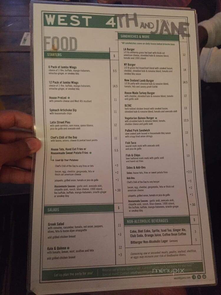 West 4th-Jane - Santa Monica, CA menu_pic