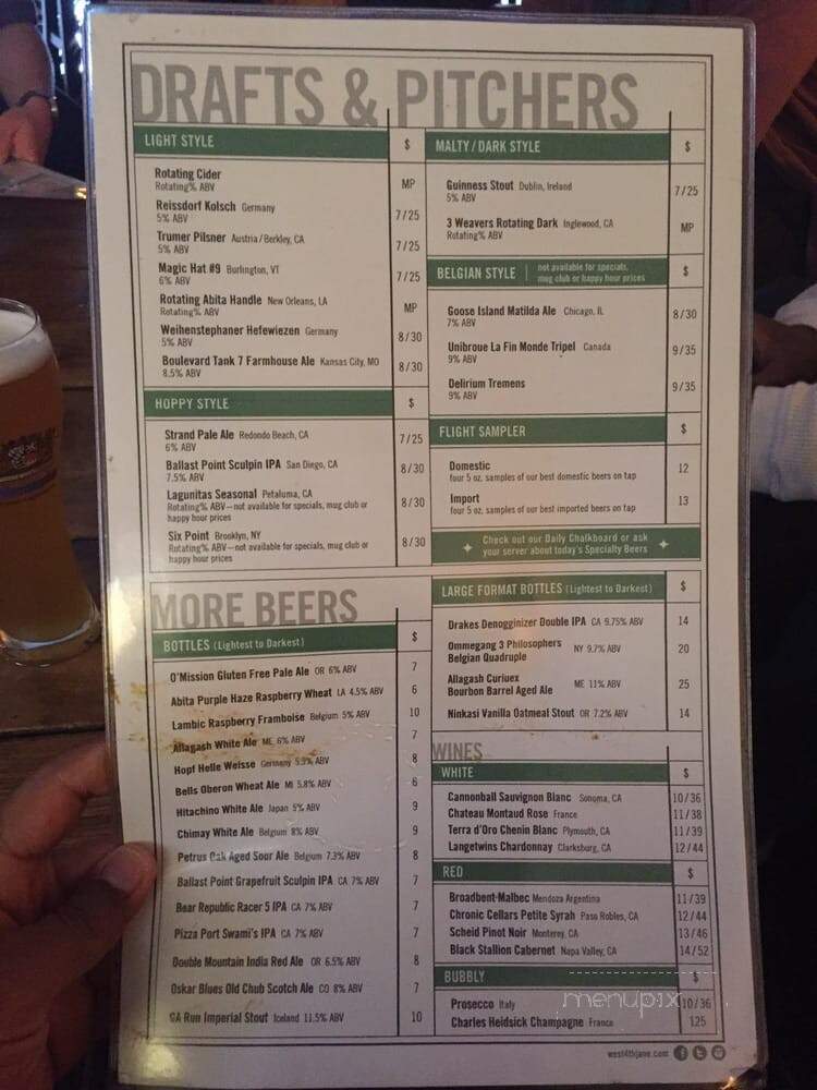 West 4th-Jane - Santa Monica, CA menu_pic